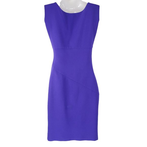 Diane von Furstenberg Bevin Bodycon Sleeveless Sheath Dress 2 Purple Ruched Side - Picture 5 of 15